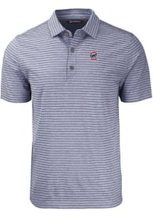 Cutter and Buck Chicago Cubs Mens Navy Blue Forge Heather Stripe Short Sleeve Polo