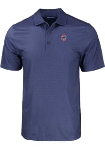 Cutter and Buck Chicago Cubs Mens Navy Blue Pike Eco Geo Print Short Sleeve Polo