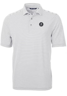 Cutter and Buck Baltimore Orioles Mens Grey City Connect Virtue Eco Pique Stripe Short Sleeve Po..
