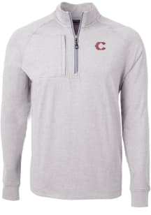 Cutter and Buck Cincinnati Reds Mens Grey City Connect Adapt Eco Knit Big and Tall 1/4 Zip Pullo..