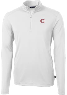 Cutter and Buck Cincinnati Reds Mens White City Connect Virtue Eco Pique Big and Tall 1/4 Zip Pu..