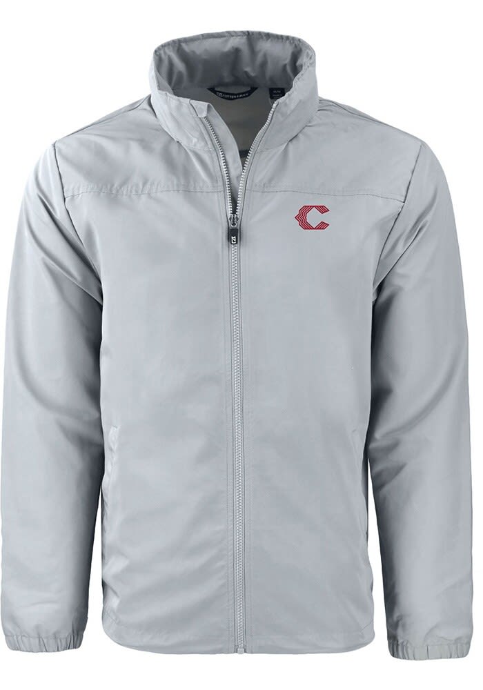 Cutter and Buck Cincinnati Reds Mens Grey City Connect Charter Eco Big Tall Light Weight Jac..