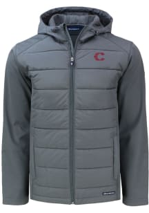 Cutter and Buck Cincinnati Reds Mens Grey City Connect Evoke Hood Big and Tall Lined Jacket