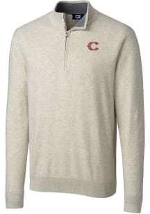 Cutter and Buck Cincinnati Reds Mens Oatmeal City Connect Lakemont Big and Tall 1/4 Zip Pullover