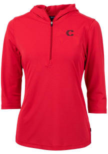 Cutter and Buck Cincinnati Reds Womens Red City Connect Virtue Eco Pique Hooded Sweatshirt