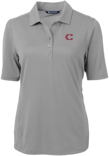 Cutter and Buck Cincinnati Reds Womens Grey City Connect Virtue Eco Pique Short Sleeve Polo Shir..