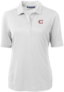 Cutter and Buck Cincinnati Reds Womens White City Connect Virtue Eco Pique Short Sleeve Polo Shi..