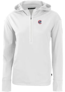Cutter and Buck Chicago Cubs Womens White Daybreak Hood 1/4 Zip Pullover