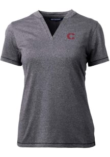 Cutter and Buck Cincinnati Reds Womens Charcoal City Connect Forge Short Sleeve T-Shirt