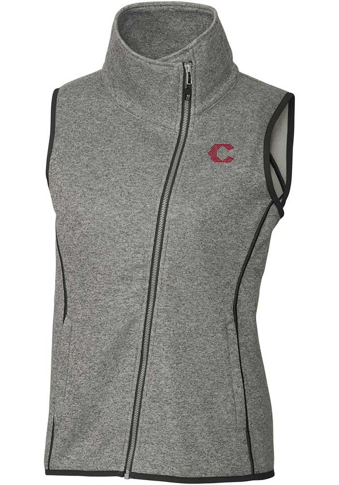 Cutter and Buck Cincinnati Reds Womens Grey City Connect Mainsail Asymmetrical Vest