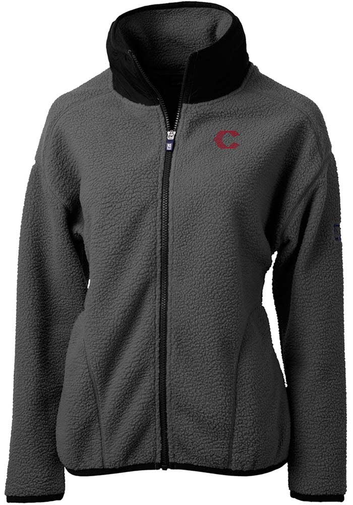 Cutter and Buck Cincinnati Reds Womens Grey City Connect Cascade Sherpa Long Sleeve Full Zip Jac..