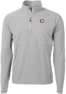 Cutter and Buck Cincinnati Reds Mens Grey City Connect Adapt Eco Hybrid Long Sleeve 1/4 Zip Pull..