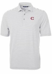 Cutter and Buck Cincinnati Reds Mens Grey City Connect Virtue Eco Pique Stripe Short Sleeve Polo