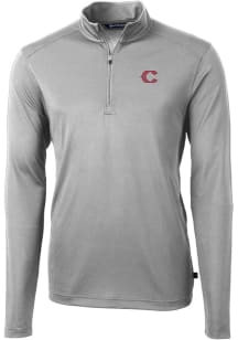 Cutter and Buck Cincinnati Reds Mens Grey City Connect Virtue Eco Pique Long Sleeve 1/4 Zip Pull..