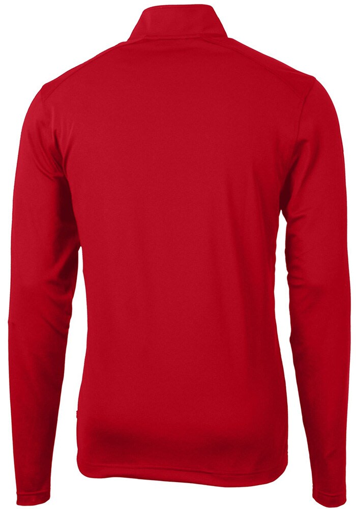 Cutter and Buck Cincinnati Reds Mens Red City Connect Virtue Eco Pique Long Sleeve 1/4 Zip Pullo..