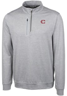 Cutter and Buck Cincinnati Reds Mens Grey City Connect Stealth Long Sleeve 1/4 Zip Pullover