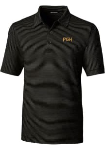 Cutter and Buck Pittsburgh Pirates Big and Tall Black City Connect Forge Big and Tall Golf Shirt
