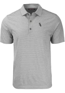 Cutter and Buck Chicago White Sox Big and Tall Grey Forge Heather Stripe Big and Tall Golf Shirt