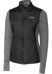 Cutter and Buck Pittsburgh Pirates Womens Black City Connect Stealth Medium Weight Jacket