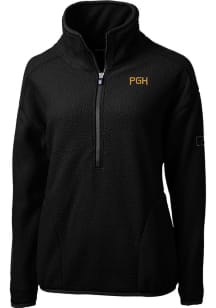 Cutter and Buck Pittsburgh Pirates Womens Black City Connect Cascade Sherpa 1/4 Zip Pullover