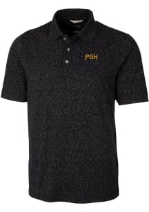 Cutter and Buck Pittsburgh Pirates Mens Black City Connect Advantage Short Sleeve Polo