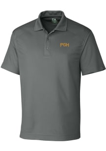Cutter and Buck Pittsburgh Pirates Mens Grey City Connect Drytec Genre Short Sleeve Polo