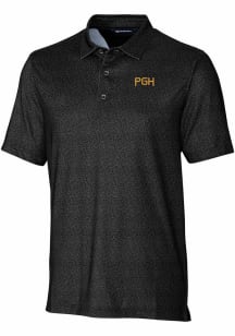 Cutter and Buck Pittsburgh Pirates Mens Black City Connect Pike Short Sleeve Polo