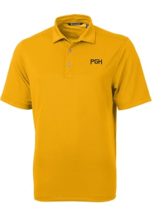 Cutter and Buck Pittsburgh Pirates Mens Gold City Connect Virtue Eco Pique Short Sleeve Polo