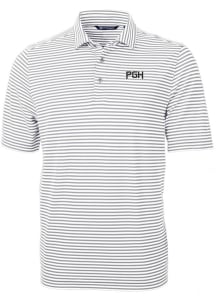 Cutter and Buck Pittsburgh Pirates Mens Grey City Connect Virtue Eco Pique Short Sleeve Polo