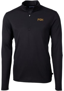 Cutter and Buck Pittsburgh Pirates Mens Black City Connect Virtue Eco Pique Long Sleeve Qtr Zip ..