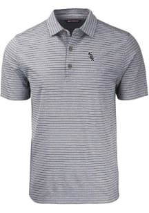 Cutter and Buck Chicago White Sox Mens Black Forge Heather Stripe Short Sleeve Polo