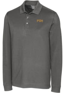 Cutter and Buck Pittsburgh Pirates Mens Grey City Connect Advantage Long Sleeve Polo Shirt