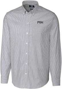 Cutter and Buck Pittsburgh Pirates Mens Charcoal City Connect Stretch Oxford Stripe Long Sleeve ..