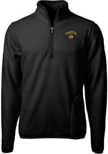 Cutter and Buck Seattle Mariners Mens Black City Connect Cascade Sherpa Big and Tall 1/4 Zip Pul..