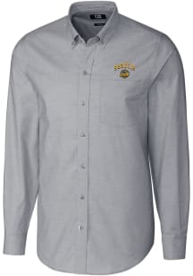 Cutter and Buck Seattle Mariners Mens Charcoal City Connect Stretch Oxford Big and Tall Dress Sh..
