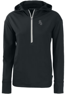 Cutter and Buck Chicago White Sox Womens Black Daybreak Hood 1/4 Zip Pullover