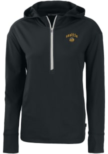 Cutter and Buck Seattle Mariners Womens Black City Connect Daybreak Hood 1/4 Zip Pullover