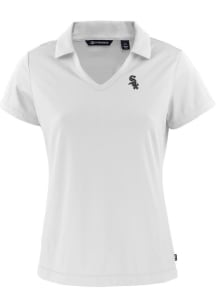Cutter and Buck Chicago White Sox Womens White Daybreak V Neck Short Sleeve Polo Shirt