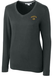 Cutter and Buck Seattle Mariners Womens Charcoal City Connect Lakemont Long Sleeve Sweater