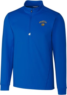 Cutter and Buck Seattle Mariners Mens Blue City Connect Traverse Long Sleeve 1/4 Zip Pullover