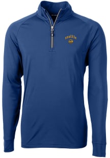 Cutter and Buck Seattle Mariners Mens Blue City Connect Adapt Eco Long Sleeve 1/4 Zip Pullover