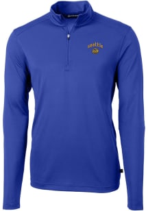 Cutter and Buck Seattle Mariners Mens Blue City Connect Virtue Eco Pique Long Sleeve 1/4 Zip Pul..
