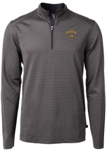 Cutter and Buck Seattle Mariners Mens Black City Connect Virtue Eco Pique Long Sleeve 1/4 Zip Pu..