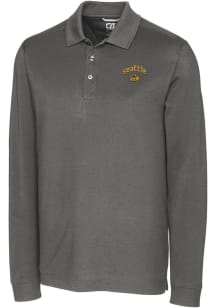 Cutter and Buck Seattle Mariners Mens Grey City Connect Advantage Long Sleeve Polo Shirt