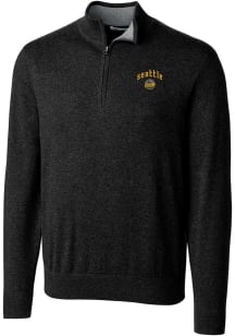 Cutter and Buck Seattle Mariners Mens Black City Connect Lakemont Long Sleeve 1/4 Zip Pullover