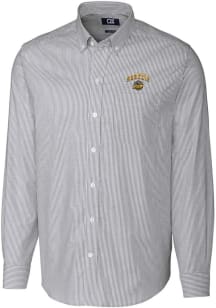 Cutter and Buck Seattle Mariners Mens Charcoal City Connect Stretch Oxford Stripe Long Sleeve Dr..