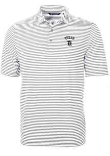Cutter and Buck Texas Rangers Grey City Connect Virtue Eco Pique Stripe Big and Tall Polo