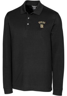 Cutter and Buck Texas Rangers Black City Connect Advantage Pique Long Sleeve Big and Tall Polo