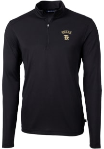 Cutter and Buck Texas Rangers Mens Black City Connect Virtue Eco Pique Long Sleeve 1/4 Zip Pullo..