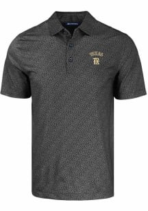 Cutter and Buck Texas Rangers Mens Black City Connect Pike Pebble Short Sleeve Polo